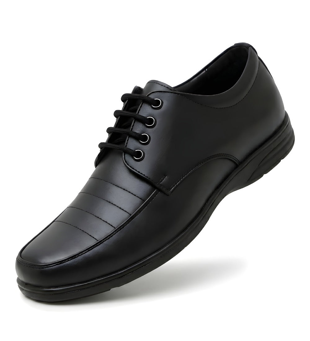 Men's Synthetic Leather Solid Lace-Up Formal Shoes (Black)