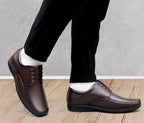 Men's Synthetic Leather Solid Lace-Up Formal Shoes (Brown)