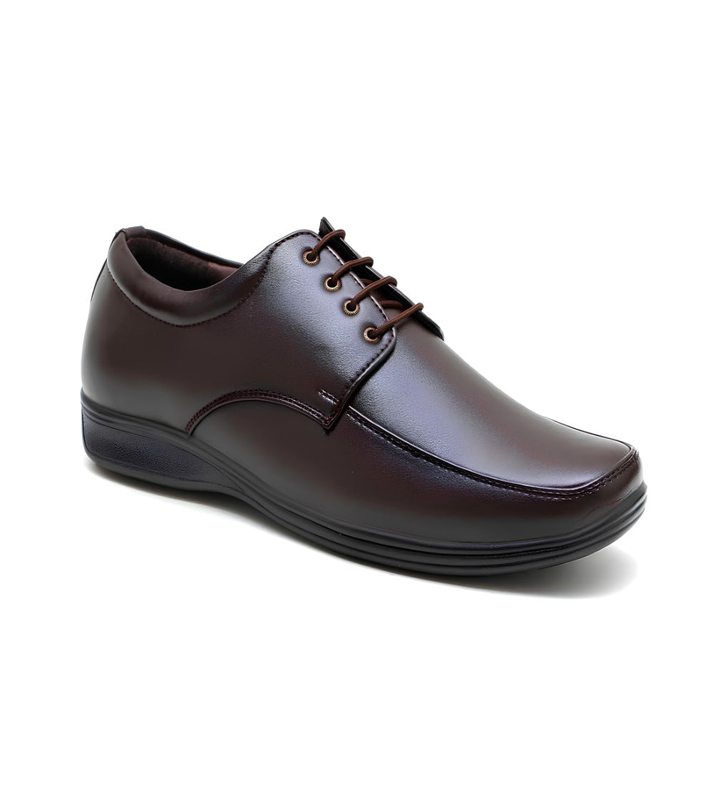 Men's Synthetic Leather Solid Lace-Up Formal Shoes (Brown)