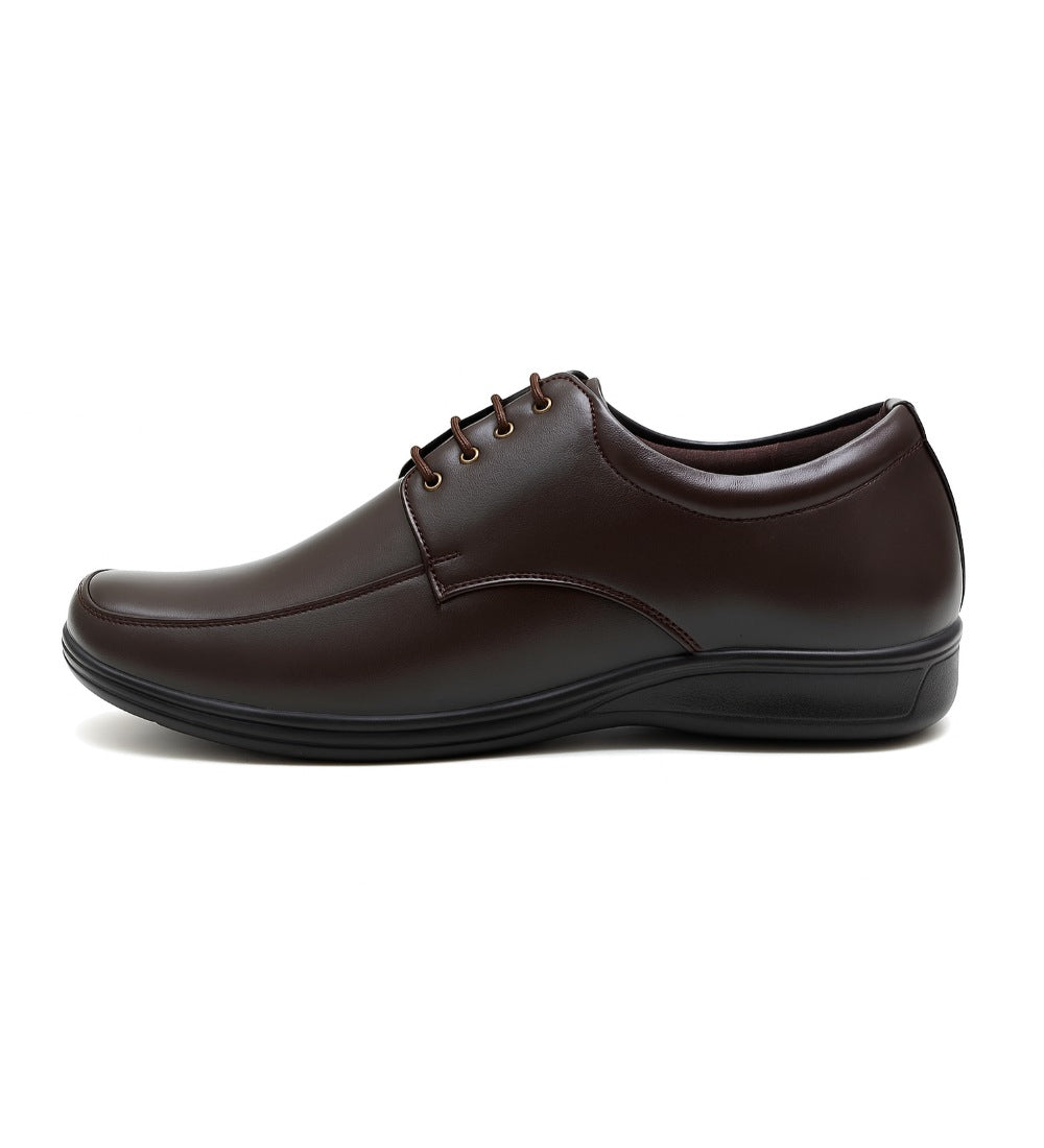 Men's Synthetic Leather Solid Lace-Up Formal Shoes (Brown)