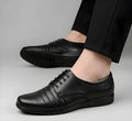 Men's Synthetic Leather Solid Lace-Up Formal Shoes (Black)