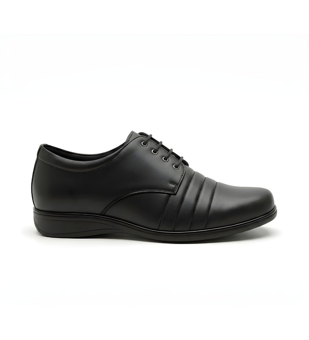 Men's Synthetic Leather Solid Lace-Up Formal Shoes (Black)