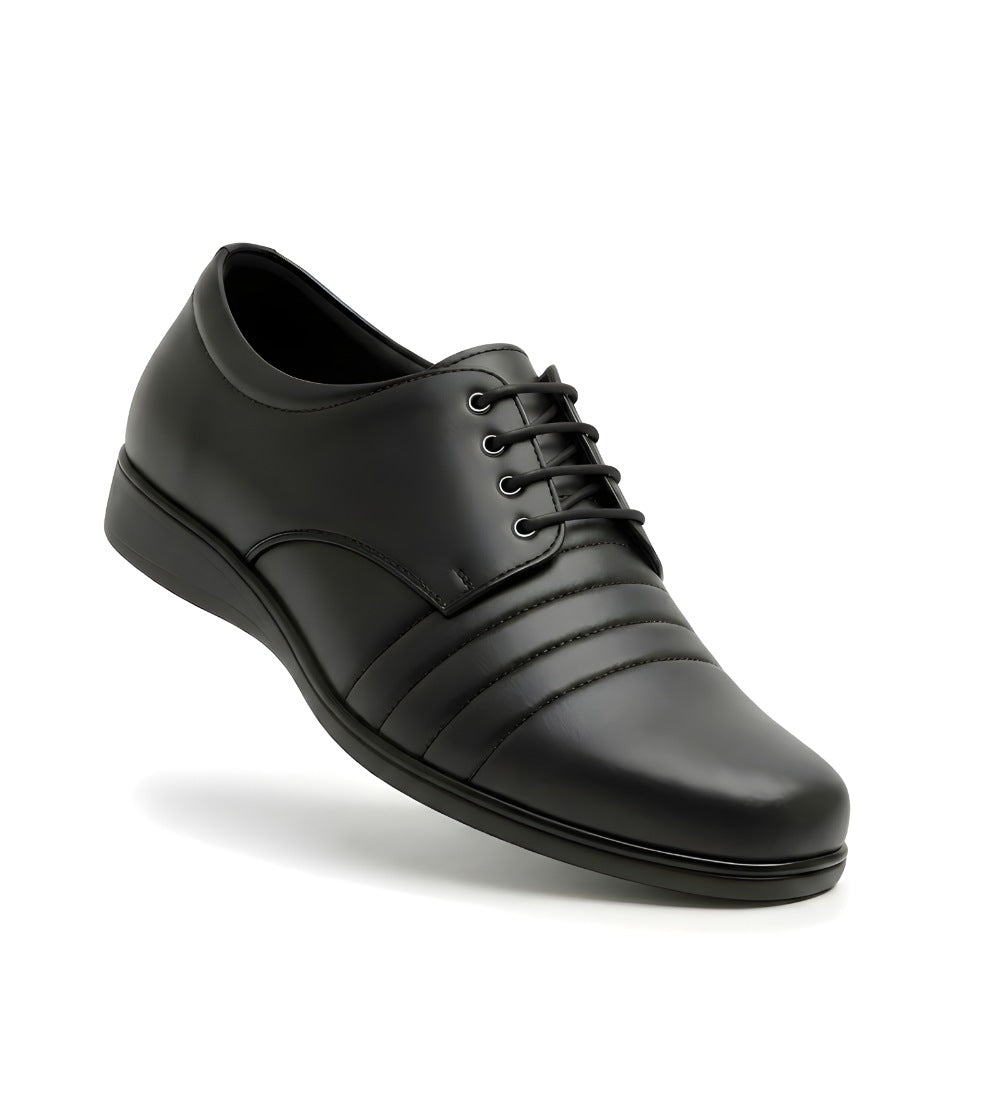 Men's Synthetic Leather Solid Lace-Up Formal Shoes (Black)