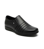 Men's Synthetic Leather Solid Slip-On Formal Shoes (Black)