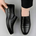 Men's Synthetic Leather Solid Slip-On Formal Shoes (Black)
