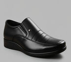 Men's Synthetic Leather Solid Slip-On Formal Shoes (Black)
