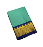 Women's Cotton Silk Striped Saree With Unstitched Blouse - 5.5 Mtr (Sea Green-Royal Blue)