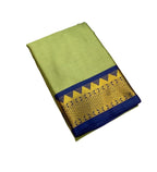 Women's Cotton Silk Striped Saree With Unstitched Blouse - 5.5 Mtr (Pista Green-Blue)