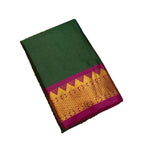 Women's Cotton Silk Striped Saree With Unstitched Blouse - 5.5 Mtr (Dark Green-Magenta)