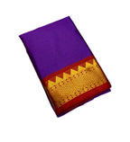 Women's Cotton Silk Striped Saree With Unstitched Blouse - 5.5 Mtr (Purple-Red)