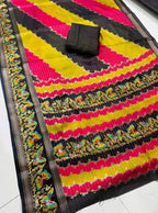 Women's Silk Kalamkari Printed Saree With Unstitched Blouse - 5.5 Mtr (Multicolor)