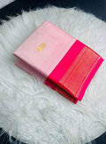 Women's Cotton Silk Solid Saree With Unstitched Blouse - 5.5 Mtr (Pink)