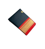 Women's Cotton Silk Solid Saree With Unstitched Blouse - 5.5 Mtr (Black-Red)
