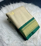 Women's Cotton Silk Solid Saree With Unstitched Blouse - 5.5 Mtr (Beige-Green)