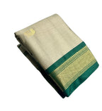 Women's Cotton Silk Solid Saree With Unstitched Blouse - 5.5 Mtr (Beige-Green)