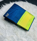 Women's Cotton Silk Solid Saree With Unstitched Blouse - 5.5 Mtr (Navy Blue-Light Green)