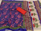 Women's Linen Floral Printed Saree With Unstitched Blouse - 5.5 Mtr (Multicolor)