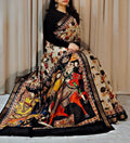 Women's Linen Kalamkari Printed Saree With Unstitched Blouse - 5.5 Mtr (Multicolor)