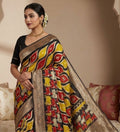 Women's Art Silk Kalamkari Printed Saree With Unstitched Blouse - 5.5 Mtr (Multicolor)
