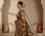 Women's Art Silk Kalamkari Printed Saree With Unstitched Blouse - 5.5 Mtr (Multicolor)