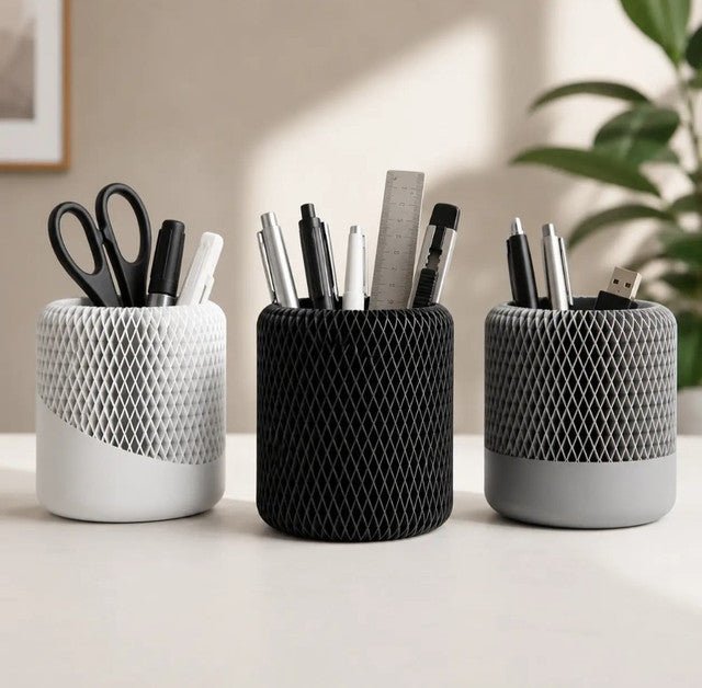 Plastic Japandi Pencil Holder (Multicolor)
