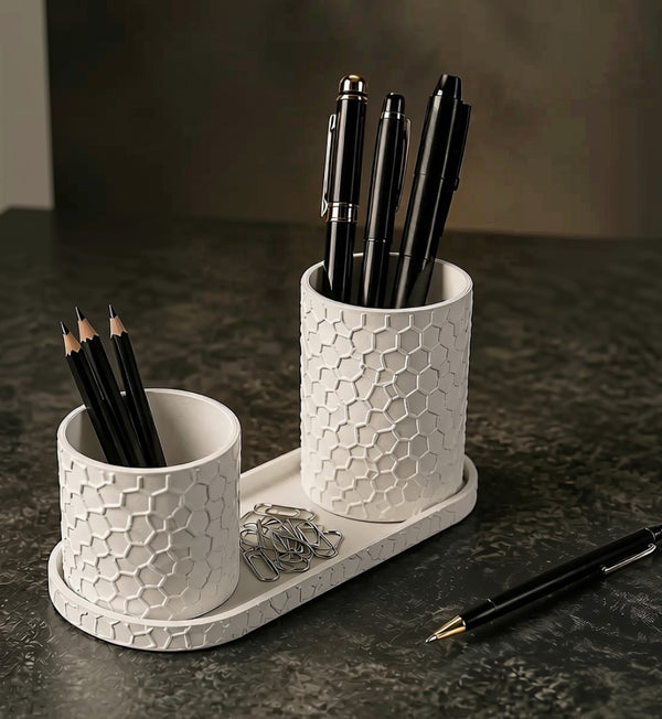 Plastic Honeycomb Desk Organizer (White)