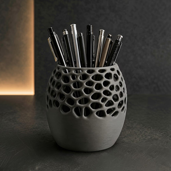 Plastic Voronoi Pencil 3 Holder Cup (Sage Green-Light Grey)
