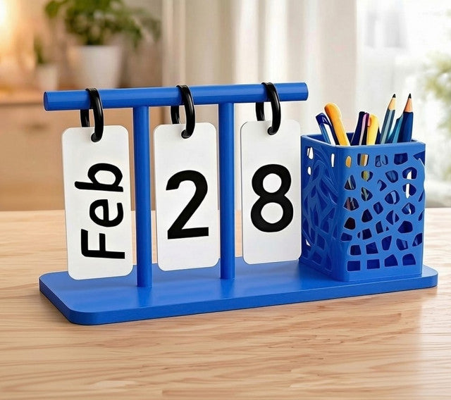 Plastic Calendar Pen Holder (Multicolor)