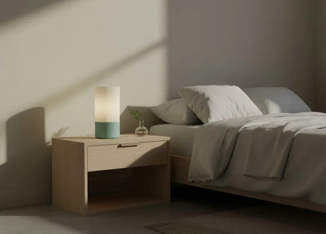 Plastic Cylindrical Minimalistic Table Lamp (White-Pastel Green)