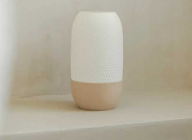 Plastic Table Lamp With Diamond Pattern (White-Grey)