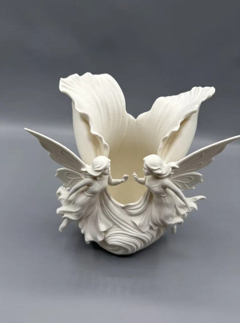 Plastic Twin Fairy Wings Makeup Brush & Vanity Organizer (Off-white)