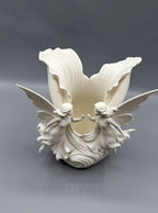 Plastic Twin Fairy Wings Makeup Brush & Vanity Organizer (Off-white)