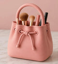 Plastic Sculptural Drawstring Makeup Brush Organizer (Pastel pink)