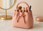 Plastic Sculptural Drawstring Makeup Brush Organizer (Pastel pink)