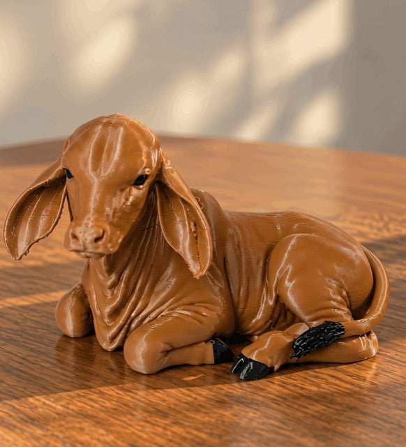 Plastic Seated Calf Showpiece (Brown)