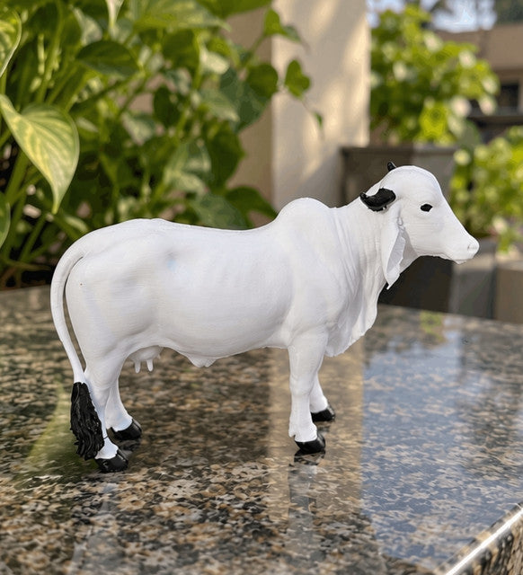 Plastic Standing Cow Showpiece (White)