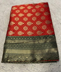 Women's Jacquard Printed Saree With Unstitched Blouse - 5.5 Mtr (Red)