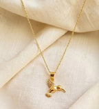 Women's Pack of 2 Brass Gold Plated Hummingbird Pendant Necklace (Gold)-PID68256