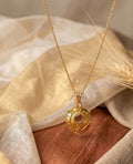 Women's Pack of 2 Brass Gold Plated Ornate Circular Pendant Necklace (Gold)-PID68263