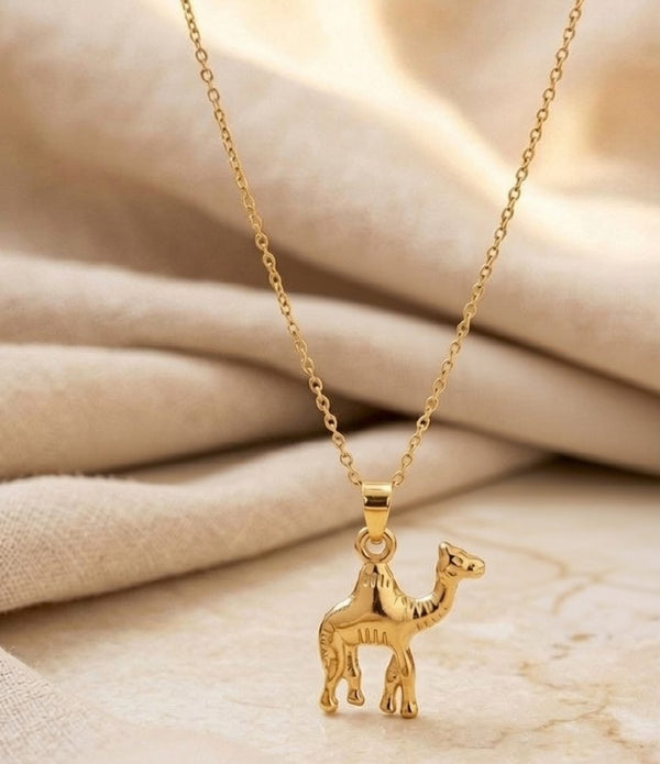 Generic Women's Pack of 2 Brass Gold Plated Camel Pendant Necklace (Gold)-PID68264