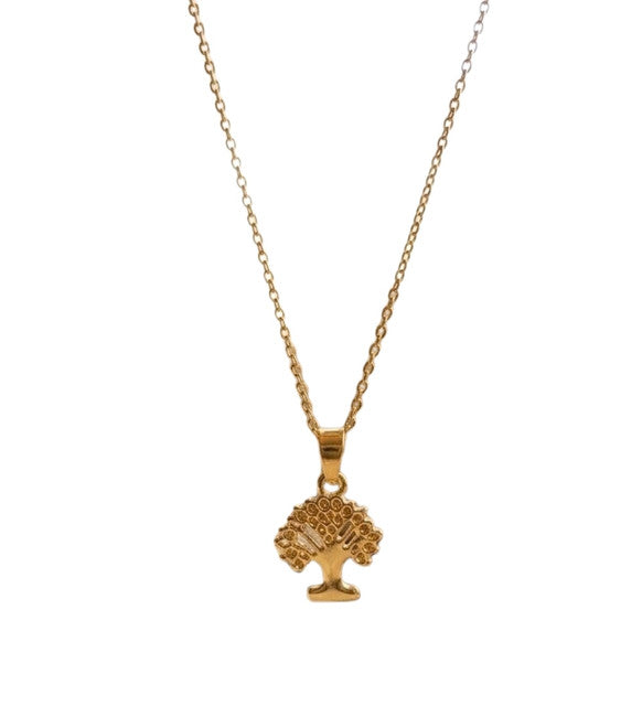 Generic Women's Pack of 2 Brass Gold Plated Tree of Life Pendant Necklace (Gold)-PID68265