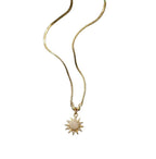 Generic Women's Pack of 2 Brass Gold Plated Sunburst CZ Pendant Necklace (Gold)-PID68267