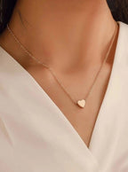 Generic Women's Pack of 2 Brass Gold Plated Solid Heart Pendant Necklace (Gold)-PID68273