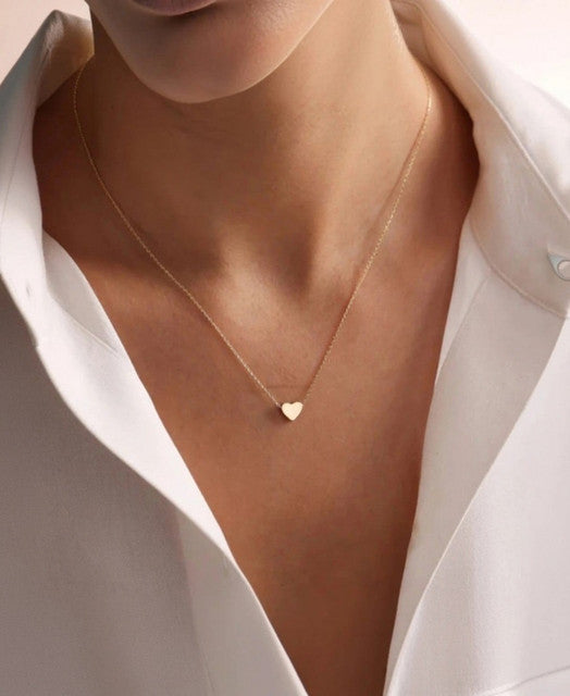 Generic Women's Pack of 2 Brass Gold Plated Mini Heart Pendant Necklace (Gold)-PID68279