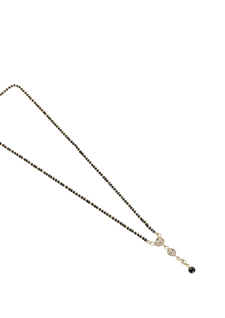 Generic Women's Brass Gold Plated Cascading Crystal Mangalsutra (Multicolor)-PID68284
