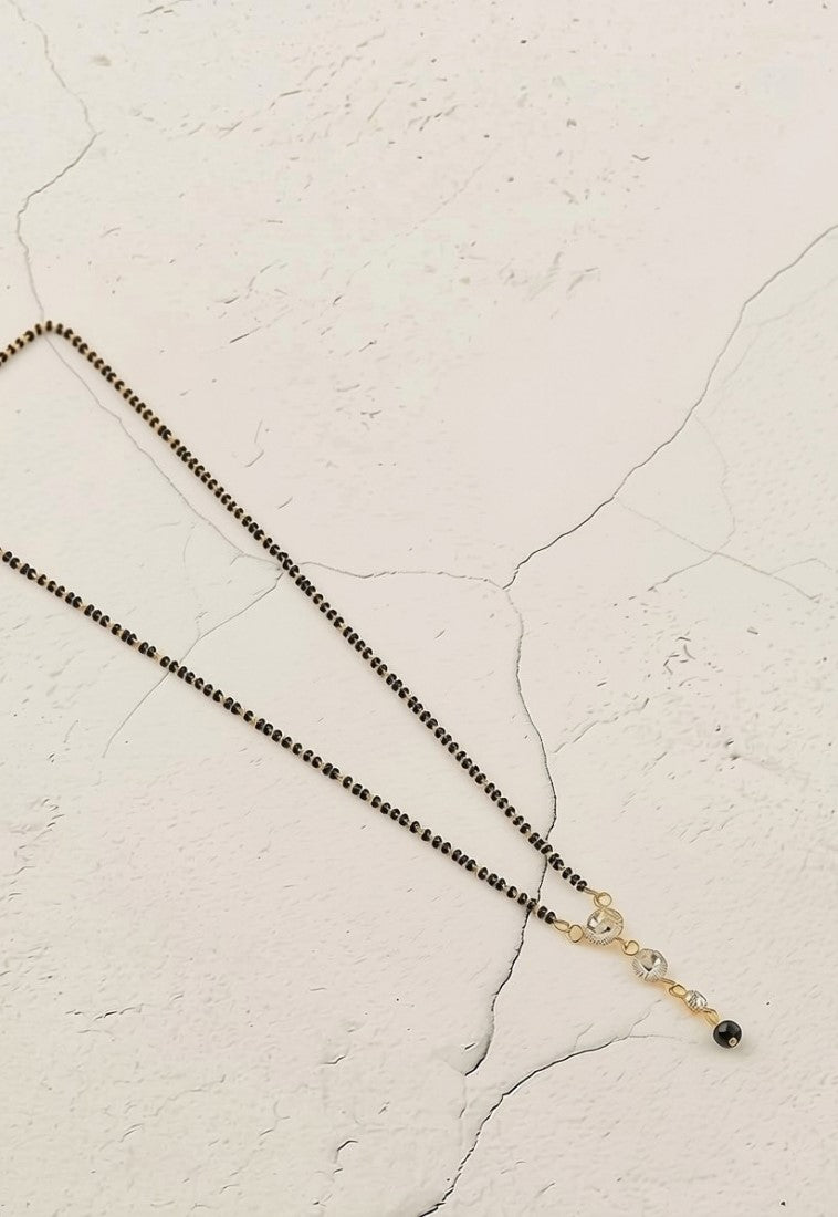 Generic Women's Brass Gold Plated Cascading Crystal Mangalsutra (Multicolor)-PID68284