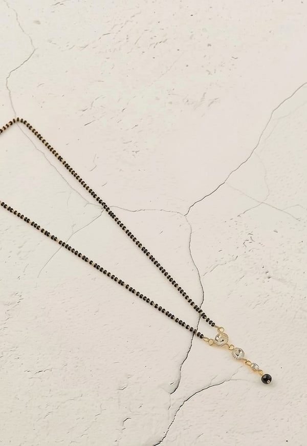 Generic Women's Brass Gold Plated Cascading Crystal Mangalsutra (Multicolor)-PID68284