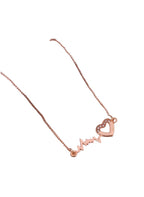 Generic Women's Pack of 2 Brass Gold Plated Heartbeat ECG Crystal Necklace (Gold)-PID68285
