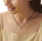 Women's Brass Gold Plated V-Shape Solitaire Mangalsutra (Multicolor)-PID68289