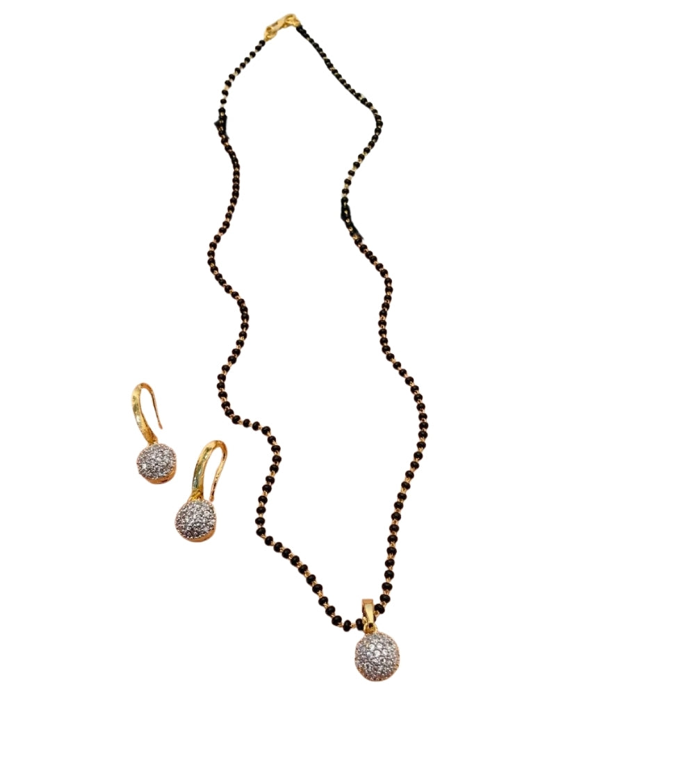 Generic Women's Brass Gold Plated AD Ball Mangalsutra Set (Multicolor)-PID68291